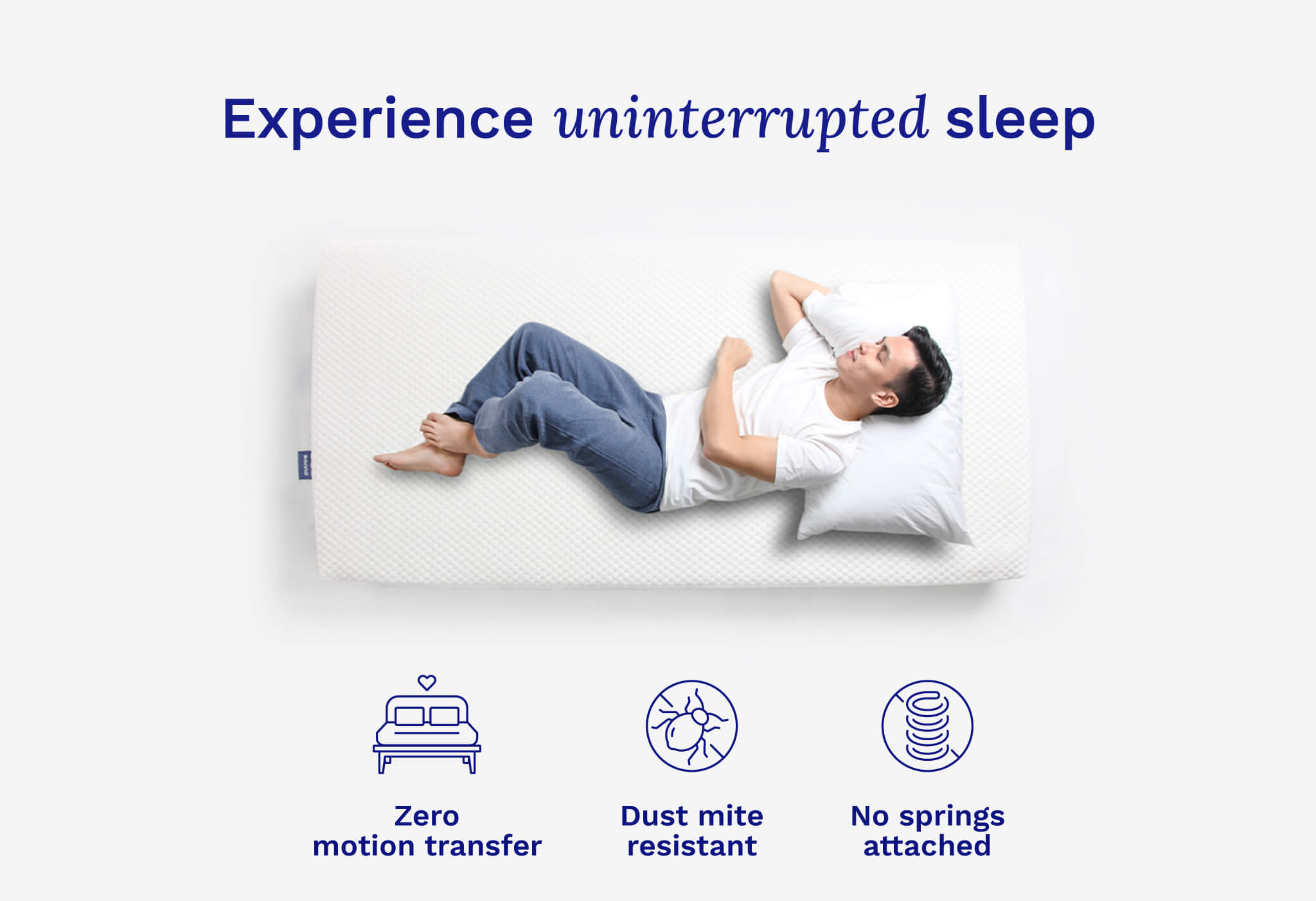 Sonno Original mattress designed to minimize motion transfer, reduce partner disturbance, and resist dust mites for a peaceful sleep.
