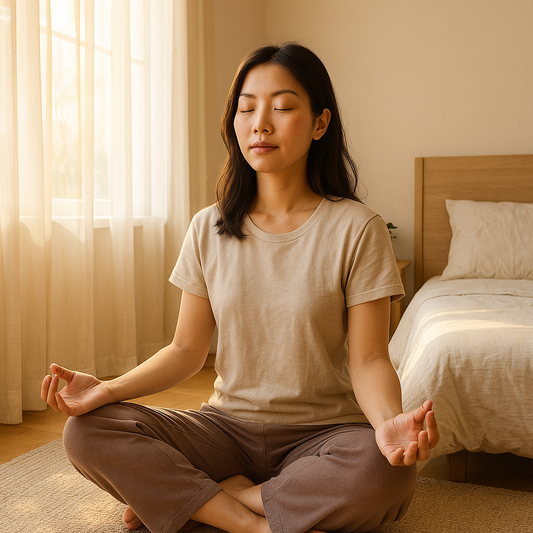 young asian girl meditating