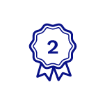 Logo displaying a blue ribbon with the number '2,' indicating a 2-year warranty on products. This design emphasizes extended assurance and trustworthiness, presented on a transparent background.