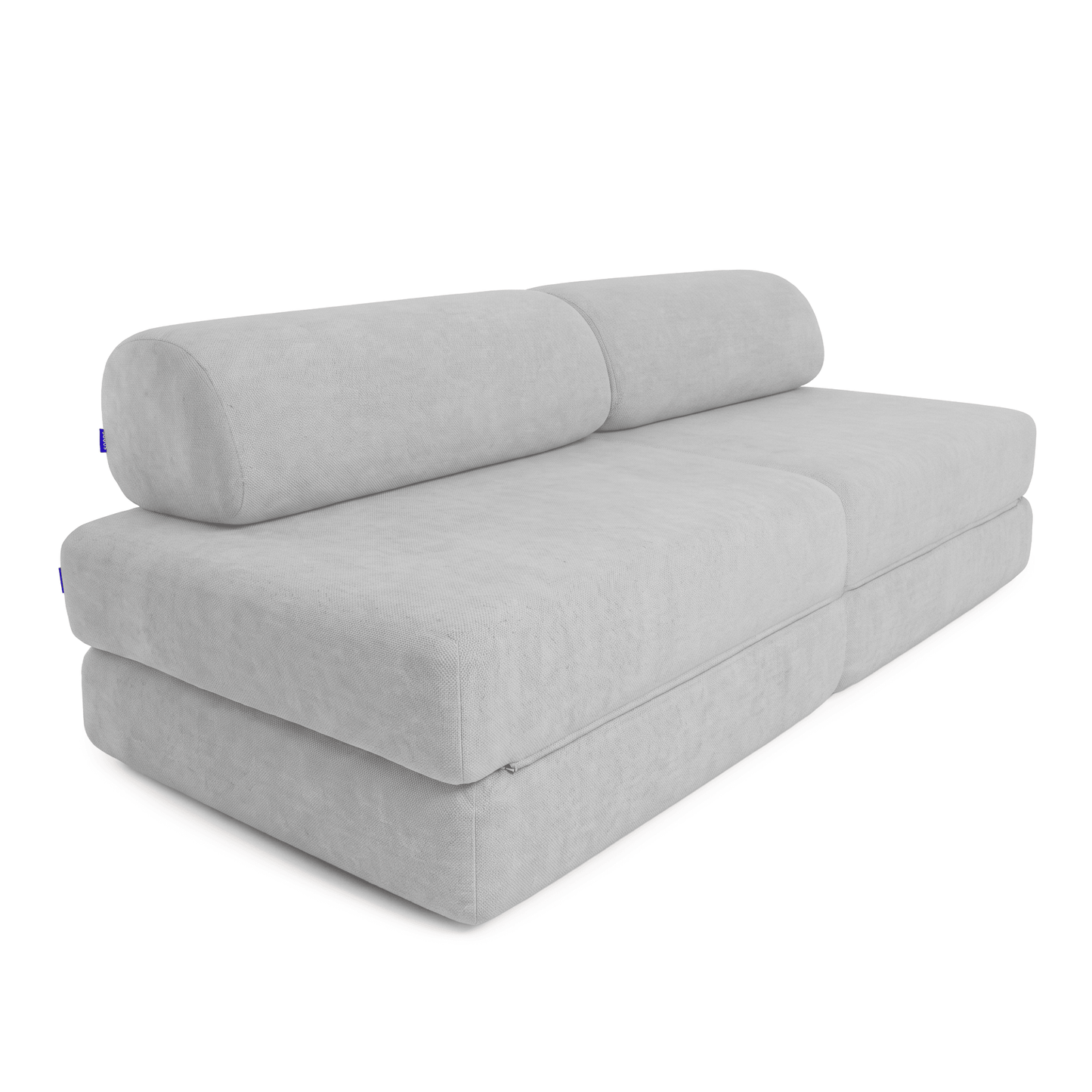 A light gray fabric modular Sonno sofa bed with a low backrest and thick cushioned seat, shown on a plain white background.